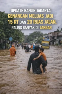 Read more about the article Update Banjir Jakarta: Genangan Meluas Jadi 15 RT dan 20 Ruas Jalan, Paling Banyak di Jakbar